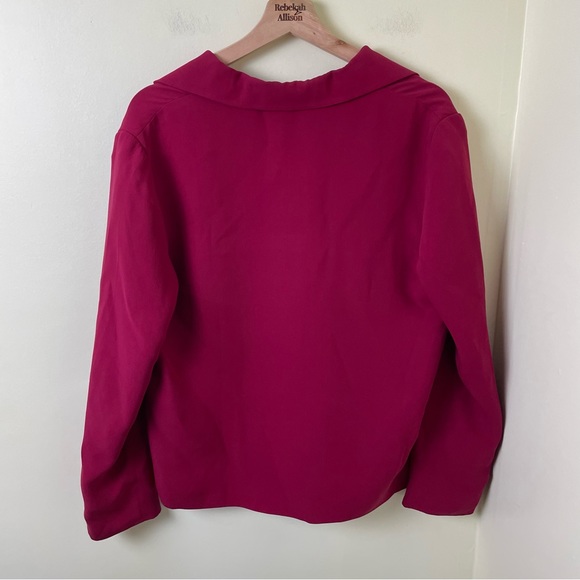 Talbots Raspberry 100% Silk Set! Silk Button Up Top & Pant Set Size 6 - Picture 16 of 16